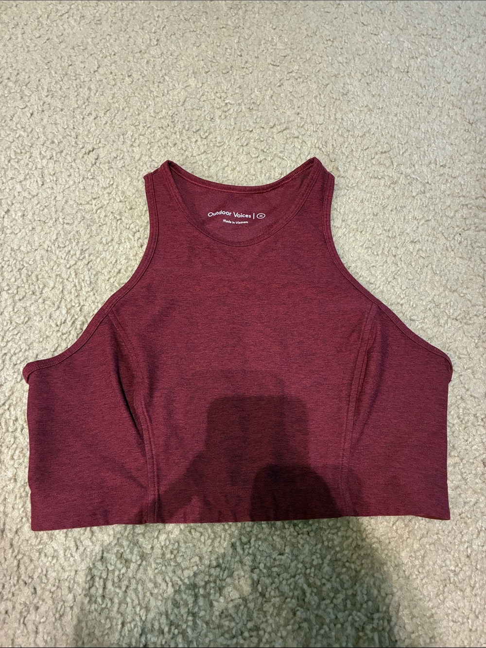 Outdoor Voices Maroon High-Neck Crop Tank
